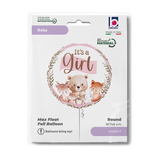 18" Μπαλόνι It's a Girl - Ζωάκια του Δάσους