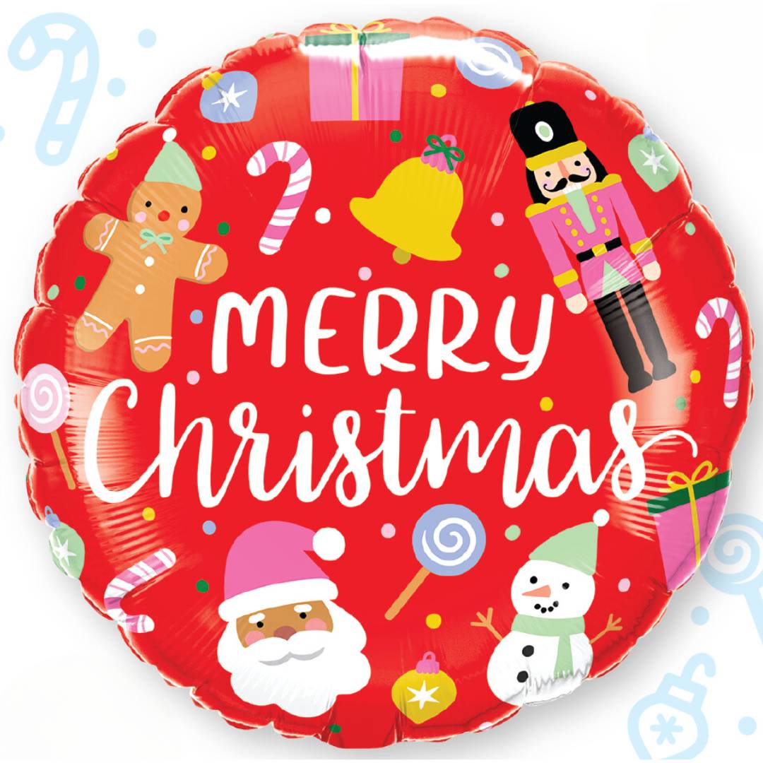 18″ Μπαλόνι Merry Christmas με γιορτινά σχέδια