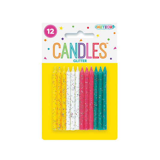 Κεριά Γενεθλίων 6εκ. Πολύχρωμα  με Γκλίτερ / 24 τεμ.