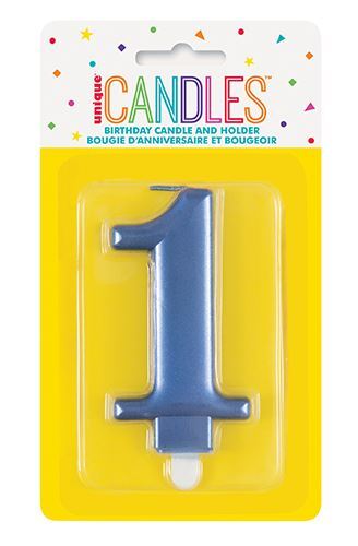 Κερί  1 Μεταλλικό Μπλε / 8 εκ.