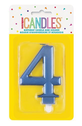 Κερί  4 Μεταλλικό Μπλε / 8 εκ.