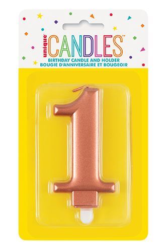 Κερί  1 Μεταλλικό Ροζ Χρυσό / 8 εκ