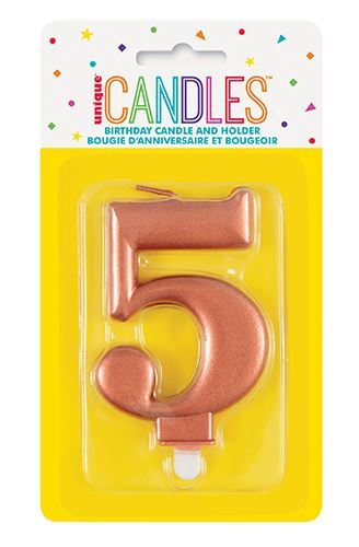 Κερί  5 Μεταλλικό Ροζ Χρυσό / 8 εκ