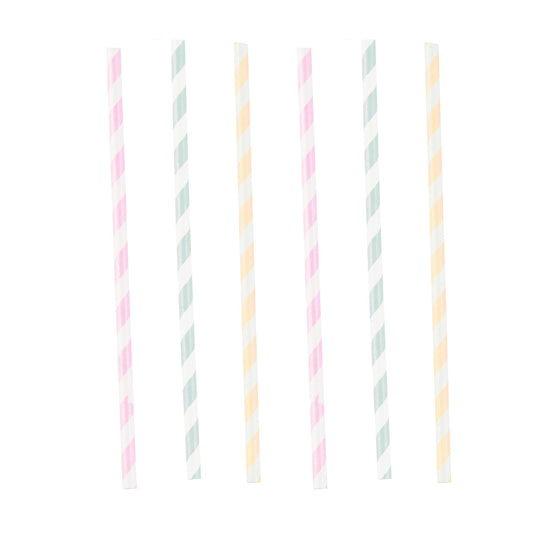 Καλαμάκια Χάρτινα Happy Birthday Pastel 12 τεμ.