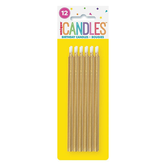 Κεριά Γενεθλίων Χρυσά / 12 τεμ.