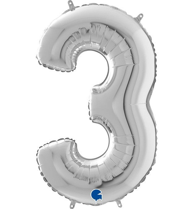 Μπαλόνια Αριθμοί Ασημί 66 cm - 26"