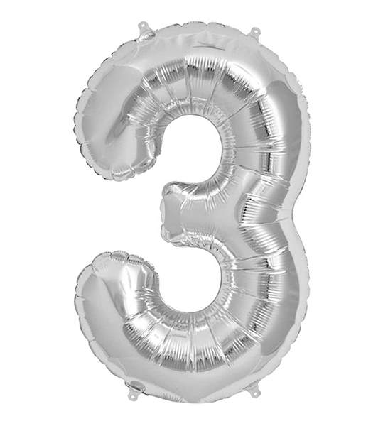 Mini Shape Μπαλόνια Αριθμοί Ασημί 40 cm – 16″