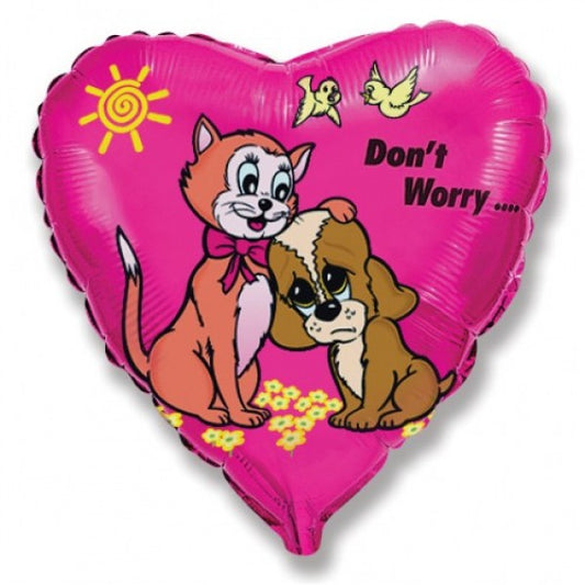 Μπαλόνι Φοιλ 18 Καρδιά Γάτα και σκυλάκι Don't Worry / 46 εκ ασυσκεύαστο
