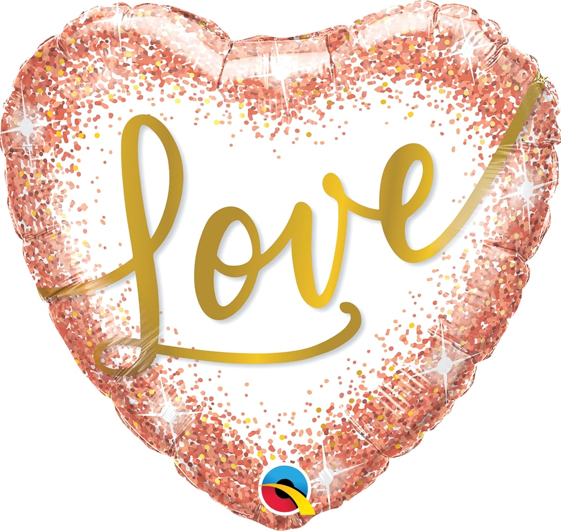 Μπαλόνι Φοιλ 18 Ροζ Χρυσό Love Rose Gold Glitter Dots/ 46 εκ