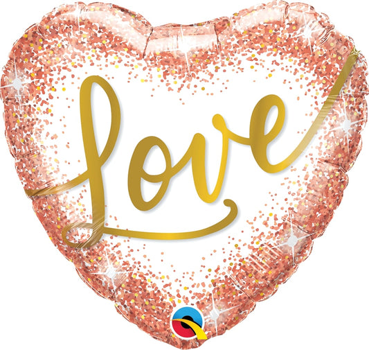 Μπαλόνι Φοιλ 18 Ροζ Χρυσό Love Rose Gold Glitter Dots/ 46 εκ