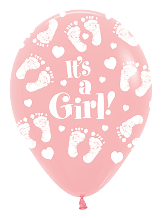 Μπαλόνια Λάτεξ 12 Its A Girl  Footprint all Around Ροζ  / 25 τεμ