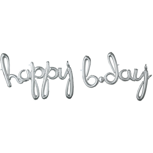 Μπαλόνι Φοιλ Script Phrase `Happy Bday` Ασημί