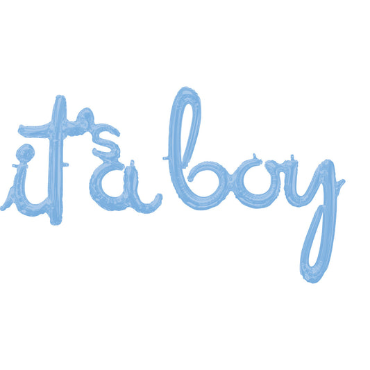 Μπαλόνι Φοιλ Script Phrase It's A Boy Pastel Blue - Γαλάζιο 68 x 50 εκ