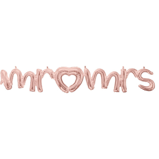 Μπαλόνι Φοιλ Script Phrase Mr & Mrs Ροζ Χρυσό / 149εκ x 25εκ