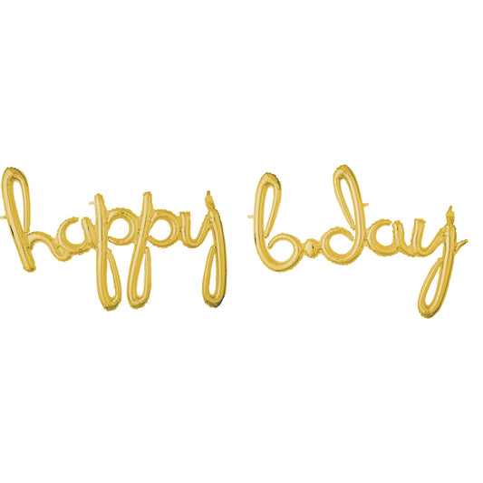 Μπαλόνι Φοιλ Script Phrase `Happy Bday` Χρυσό