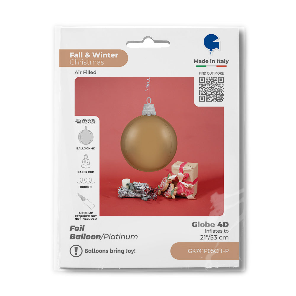 21" Μπαλόνι Χριστουγεννιάτικη Μπάλα 4D - Σαμπανιζέ Platinum