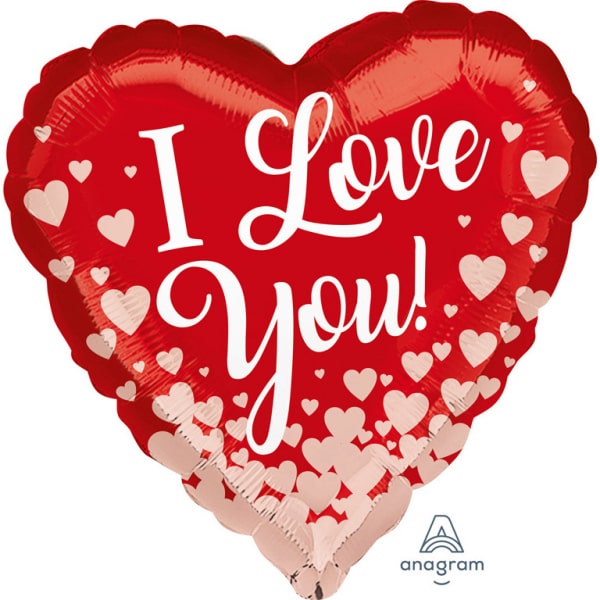 Μπαλόνι Φοιλ 17 I Love You με Ροζ Χρυσό Καρδιές / 43 εκ