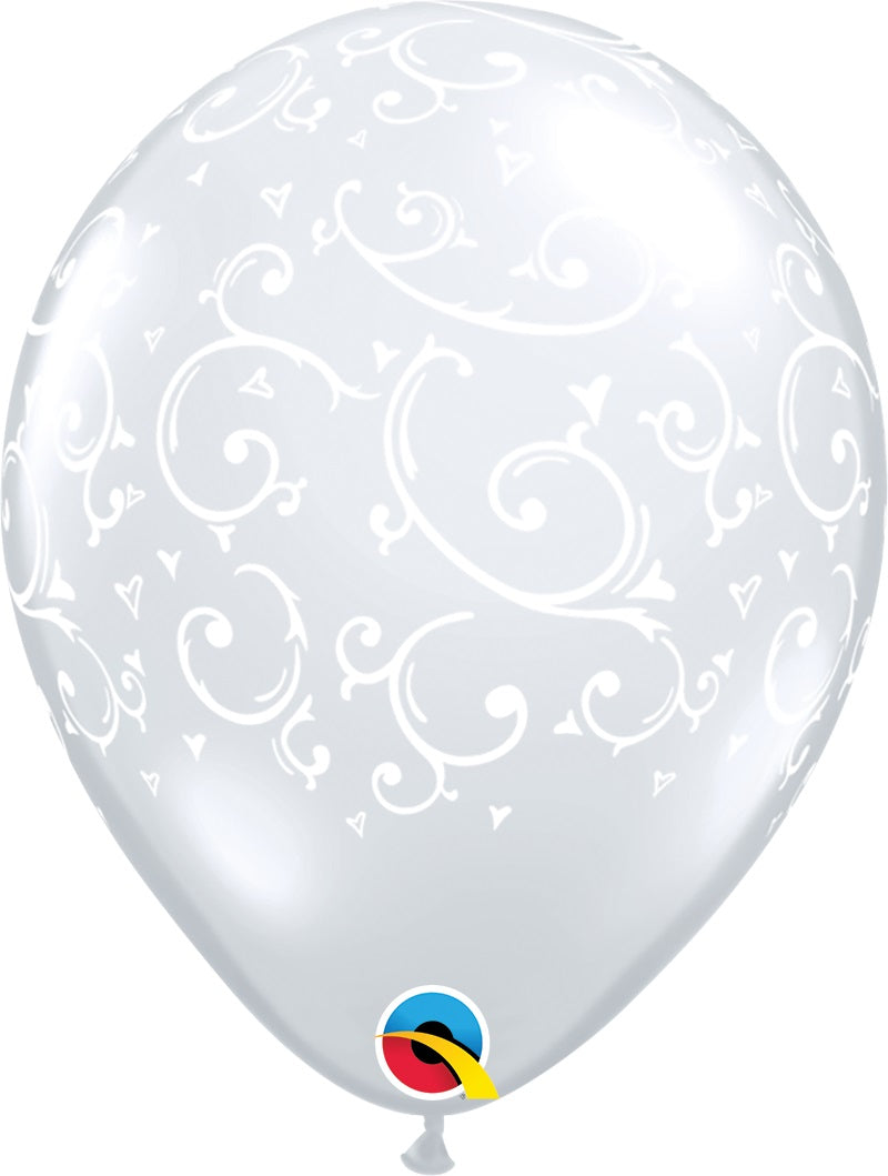 Μπαλόνια Λάτεξ 11 Διάφανο Filigree & Hearts-A-Round / 50 τεμ.