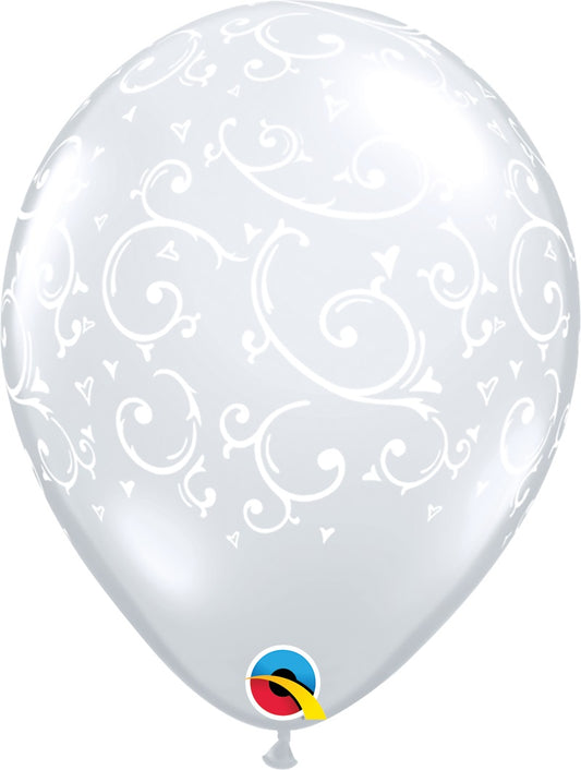 Μπαλόνια Λάτεξ 11 Διάφανο Filigree & Hearts-A-Round / 50 τεμ.
