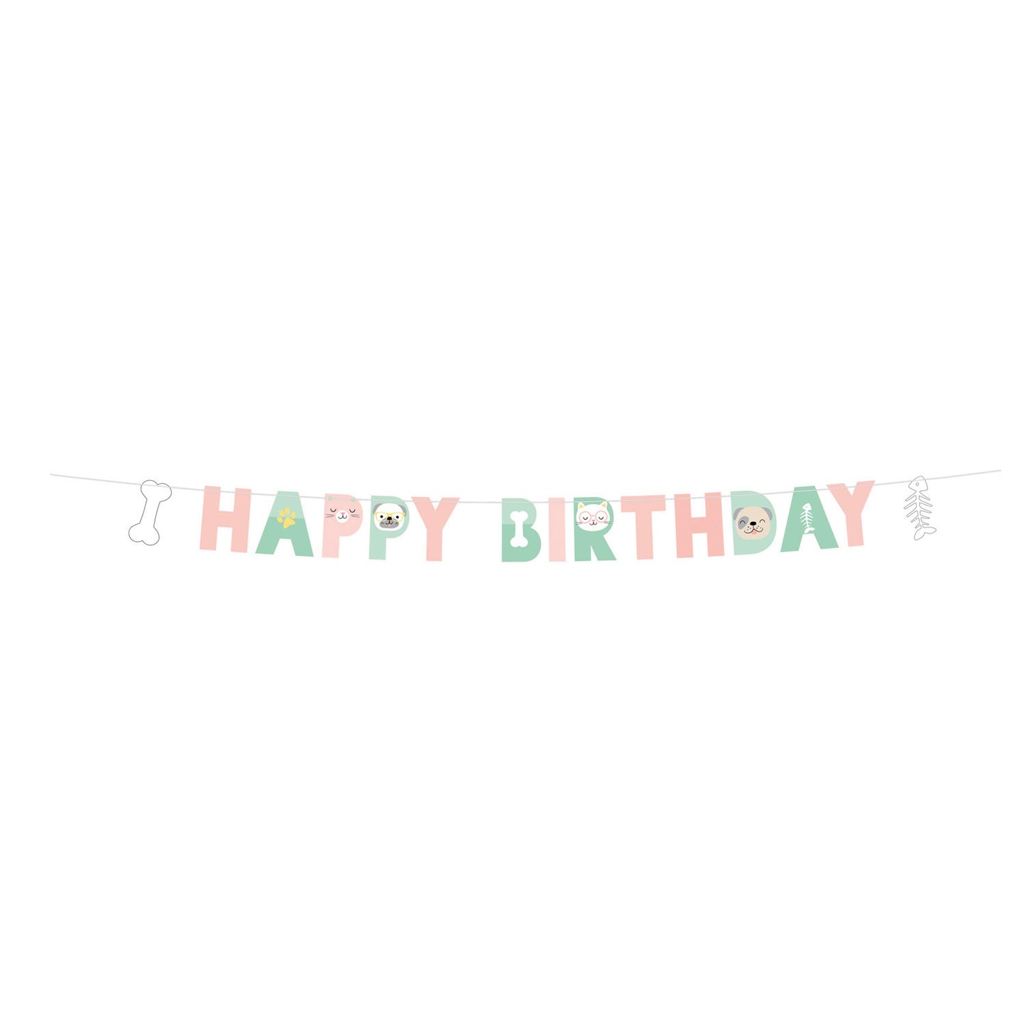 Γιρλάντα γράμματα Happy Birthday Hello Pets / 1.80μ x 15εκ