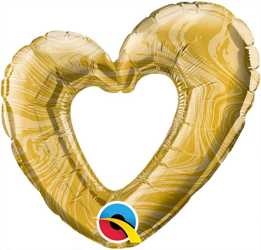 Μπαλόνι φοιλ Μίνι 14 Καρδιά Χρυσό Open Marble Heart Gold / 36 εκ
