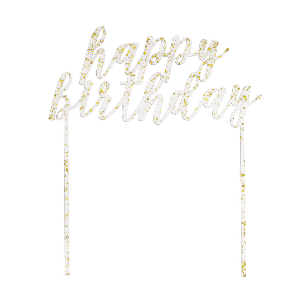 Χρυσό Διακοσμητικό Τούρτας ακρυλικό  Happy Birthday