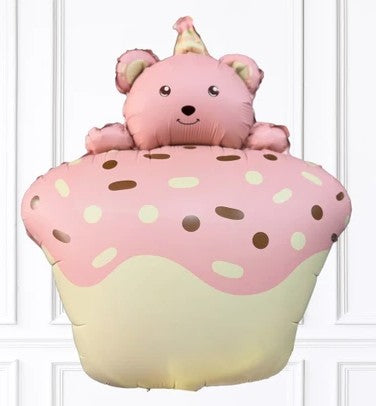 28'' Μπαλόνι Cupcake Με ροζ Αρκουδάκι