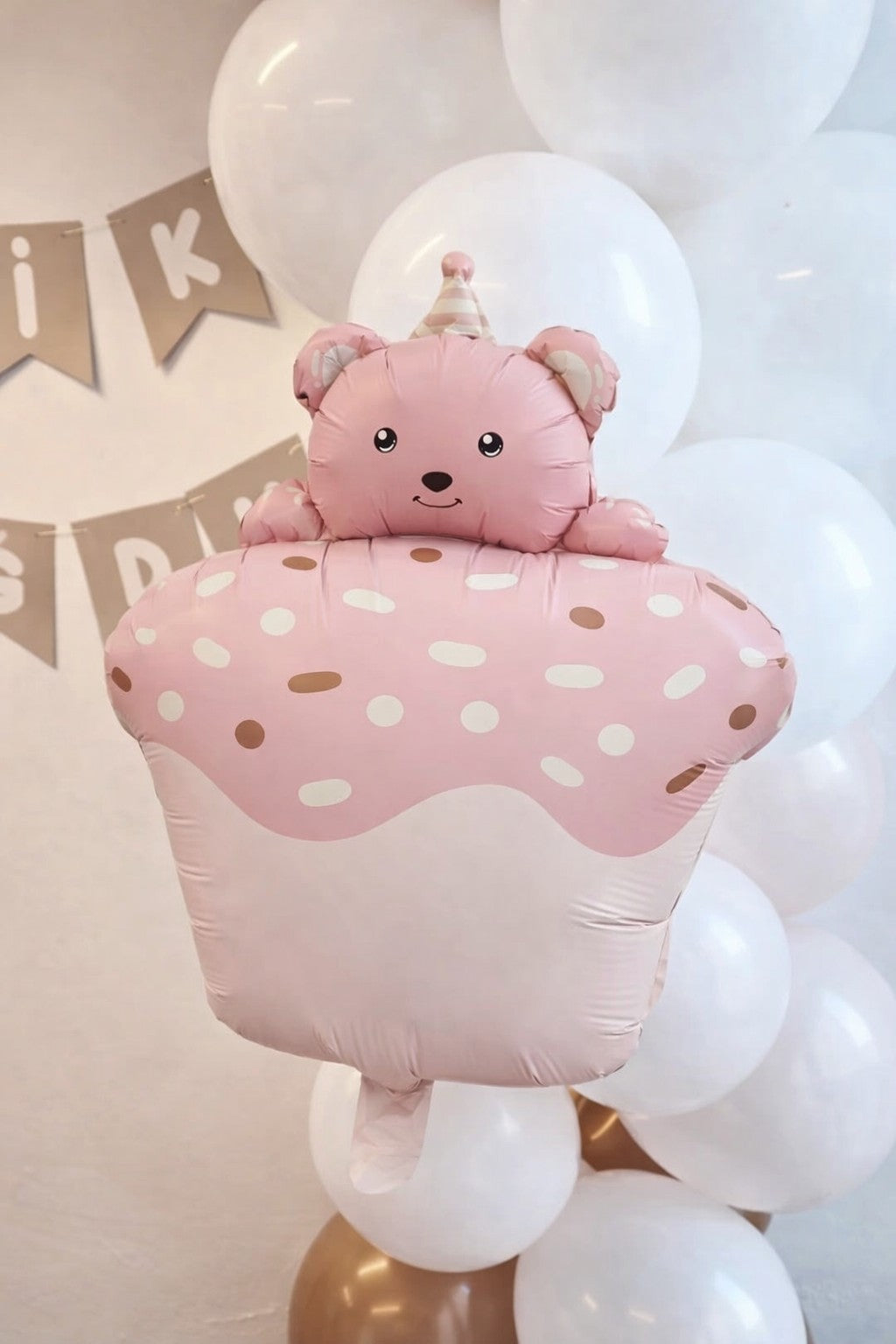 28'' Μπαλόνι Cupcake Με ροζ Αρκουδάκι