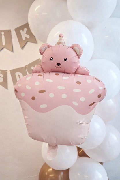 28'' Μπαλόνι Cupcake Με ροζ Αρκουδάκι