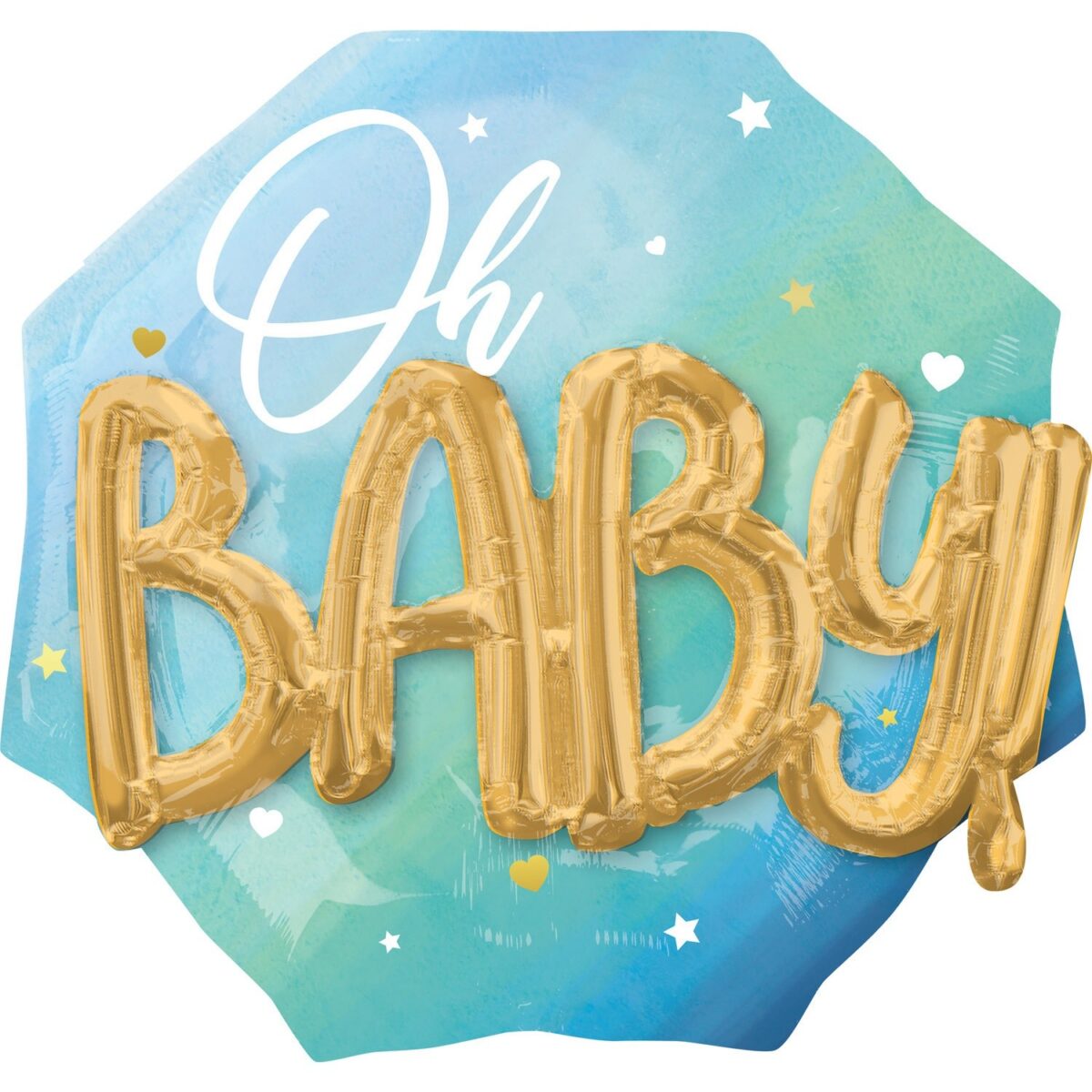 30" Μπαλόνι γέννησης Oh Baby 3D ombre μπλε