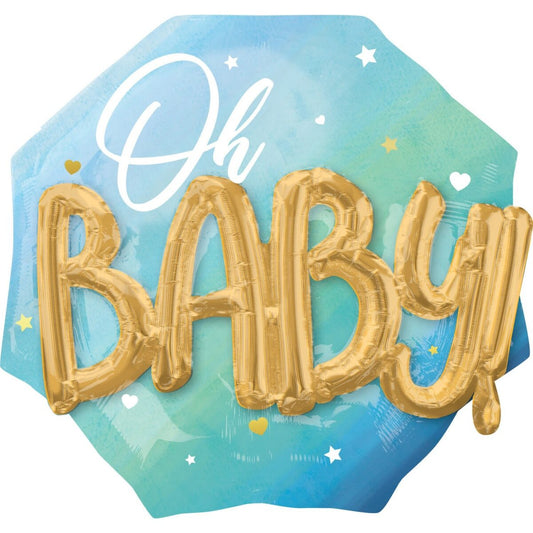 30" Μπαλόνι γέννησης Oh Baby 3D ombre μπλε