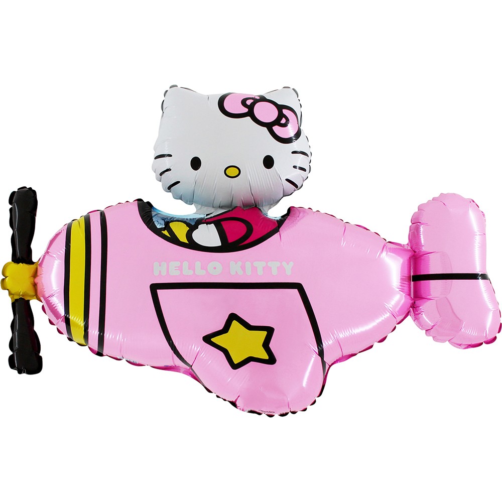 30" Μπαλόνι Hello Kitty - Ροζ Αεροπλανάκι