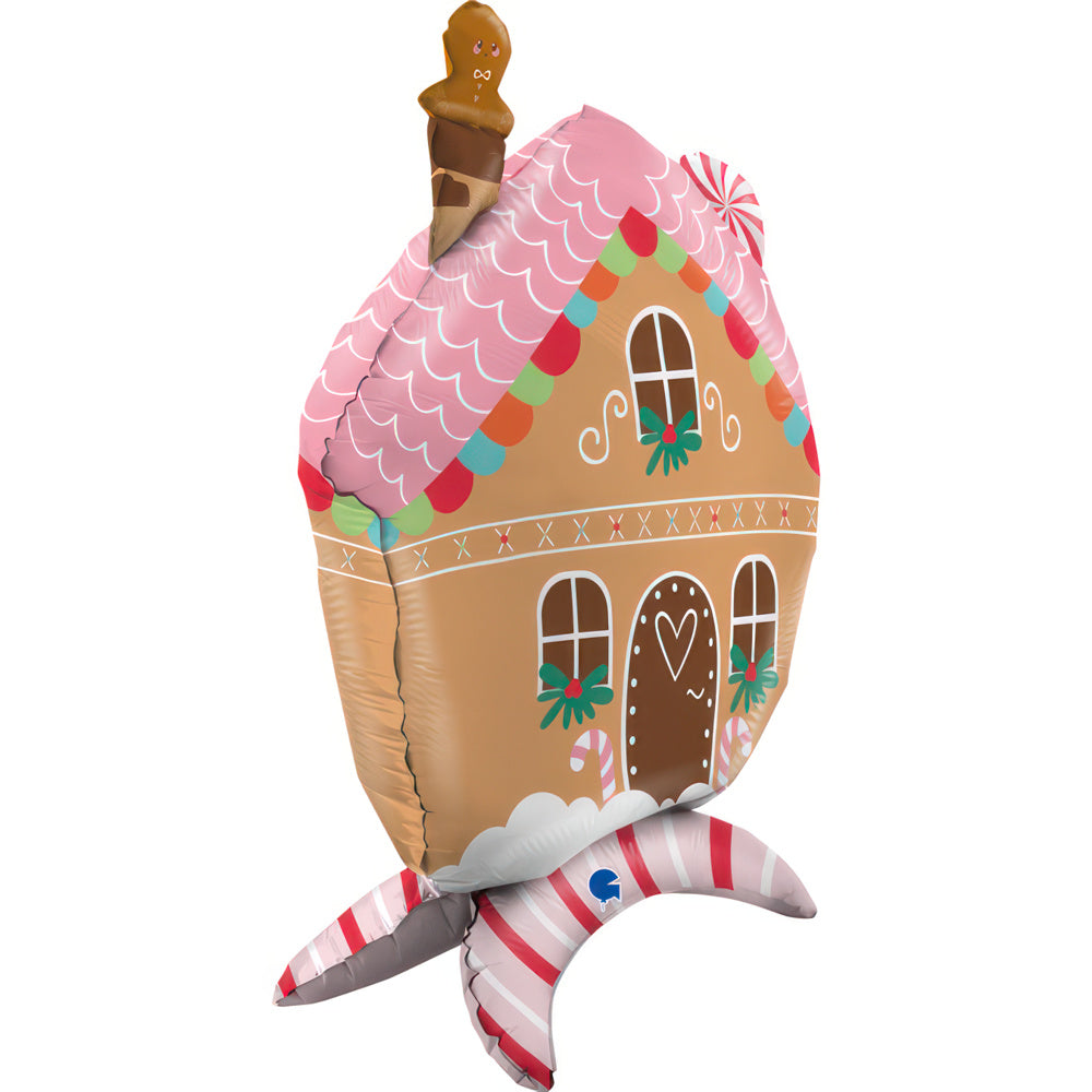 30″ Standups Μπαλόνι Gingerbread House ροζ