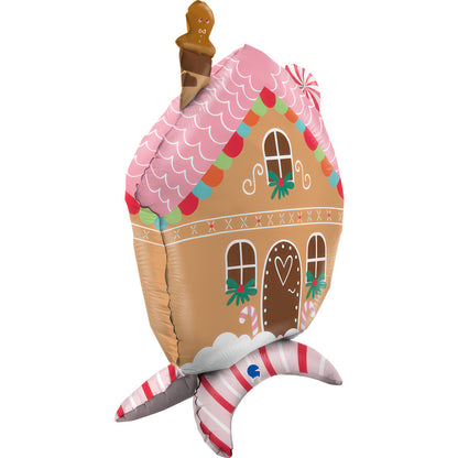 30″ Standups Μπαλόνι Gingerbread House ροζ