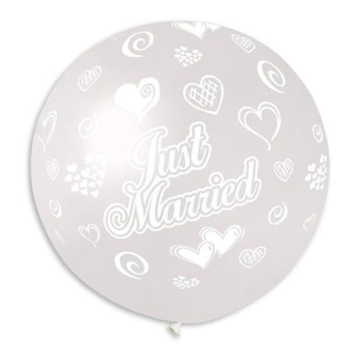 31'' Μπαλόνι τυπωμένο "Just Married" με καρδιές