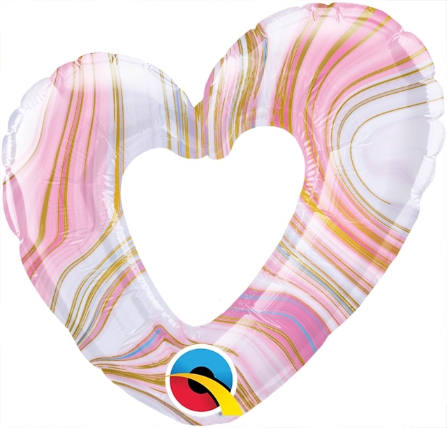 Μπαλόνι φοιλ Μίνι 14 ανοιχτή Καρδιά Χρυσό  Colorful Marble / 36 εκ