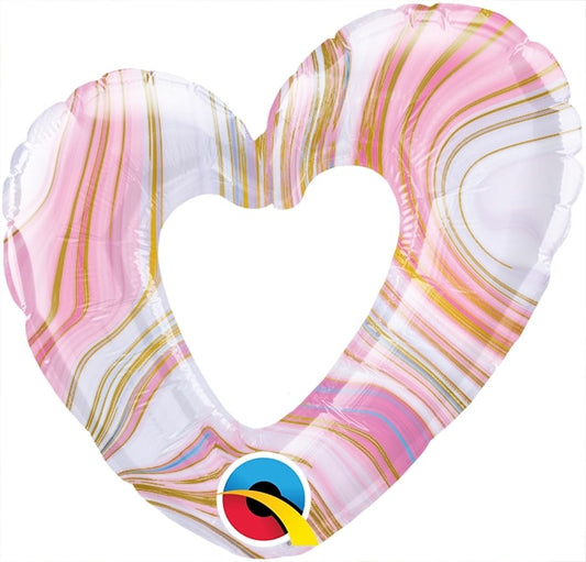 Μπαλόνι φοιλ Μίνι 14 ανοιχτή Καρδιά Χρυσό  Colorful Marble / 36 εκ