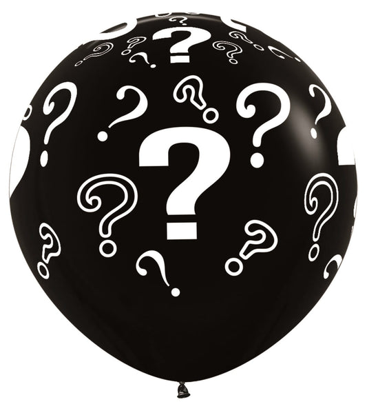 Μπαλόνια Λατεξ με Ερωτηματικά 36 Μαύρο Question Marks Gender Reveal / 2 τμχ