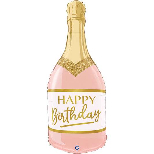 32” Μπαλόνι Ροζ Σαμπάνια - Happy Birthday
