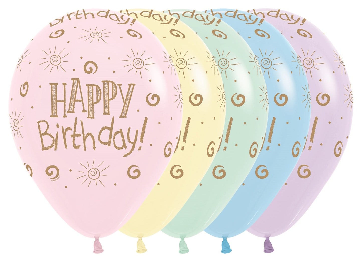 Μπαλόνια Λάτεξ Happy Birthday Sun Pastel Matte Assortiment / 25 τμχ