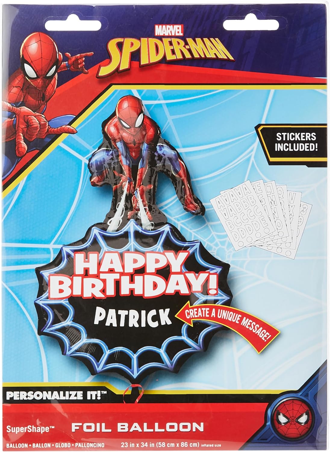 34'' Μπαλόνι γενεθλίων Spiderman Personalized