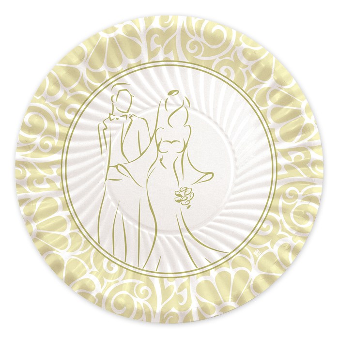 Χάρτινα Πιάτα Γάμου - Wedding Plates 24εκ / 10 τμχ