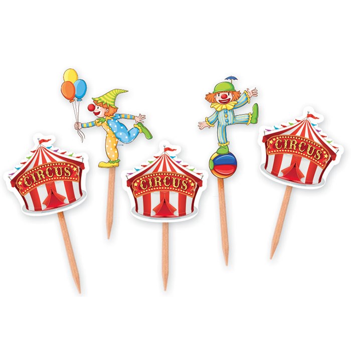 Οδοντογλυφίδες 4 x 7 εκ Circus Party / 25 τμχ