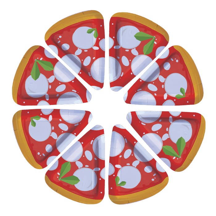 Πιάτα Χάρτινα Σχήμα Pizza Τρίγωνο 19 x 25 εκ / 8 τμχ