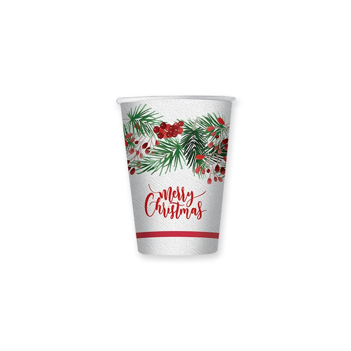 Ποτήρια Χάρτινα 250 ml Merry Christmas / 6 τεμ