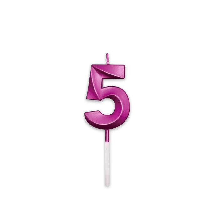 Κερί Prestige Fuxia Metal 9 cm Νούμερο 5