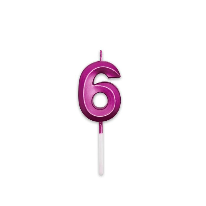 Κερί Prestige Fuxia Metal 9 cm Νούμερο 6