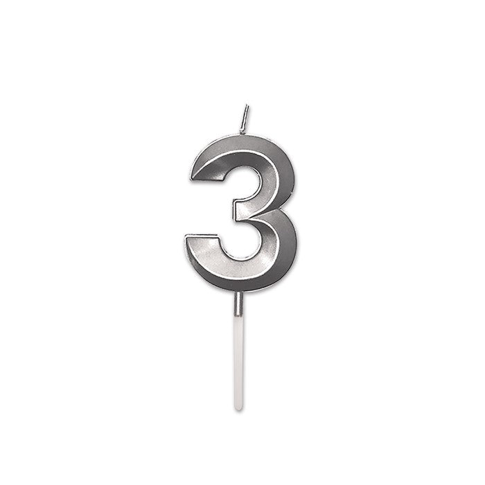 Κερί Prestige Silver Metal 9 cm Νούμερο 3