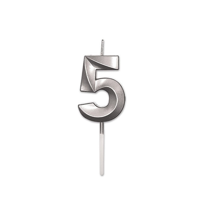 Κερί Prestige Silver Metal 9 cm Νούμερο 5