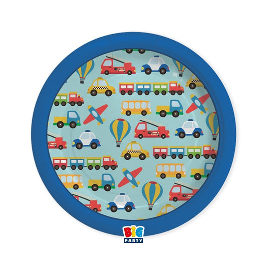 Πιάτα Χάρτινα  24 εκ. Οχήματα - Vehicles / 8 τμχ